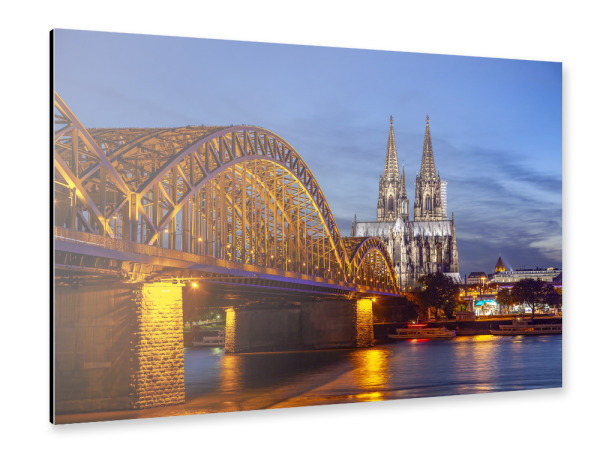 Alu-Dibond "Kölner Dom - Nacht" 30x20 cm artboxONE