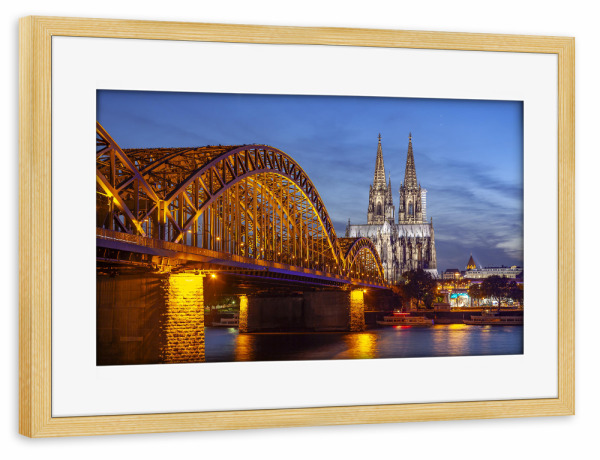 Poster mit Rahmen kiefer "Kölner Dom - Nacht" artboxONE - Städte,Städte / Köln,Reise