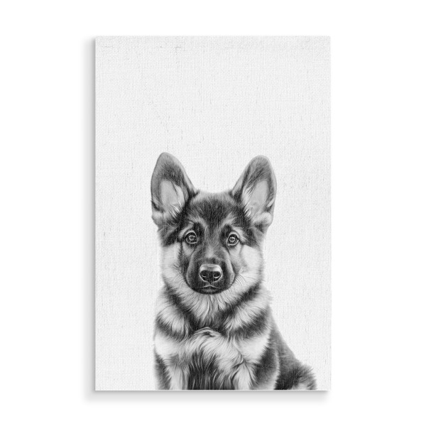 Holzbild "Felix Schäferhund Welpe B&W" artboxONE - Für Kinder,Tiere,Lustig