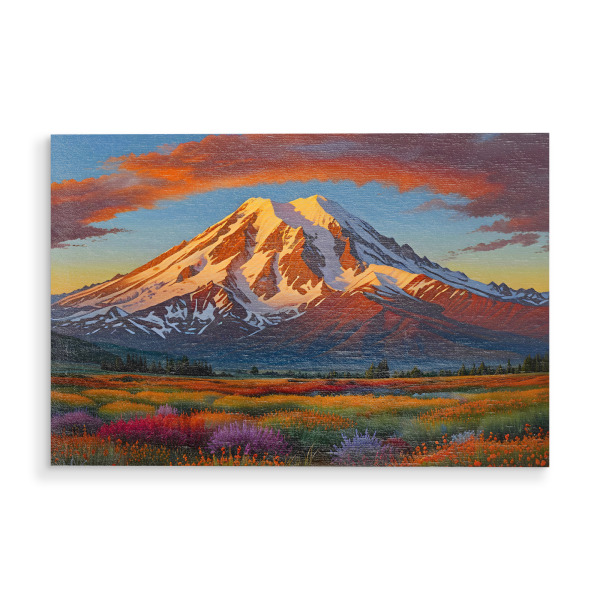 Holzbild "Purpurrote Wolken über dem Tal" artboxONE - Natur,Reise