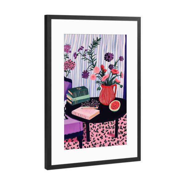 Poster mit Rahmen Schwarz (Metallic) "Farbenfrohe Raumdekoration" artboxONE - Floral,Essen & Trinken,Abstrakt