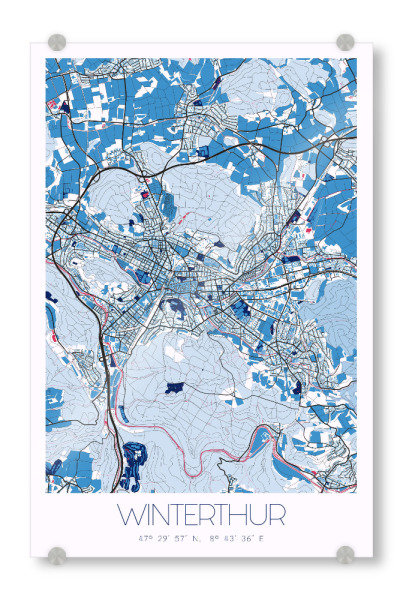 Acrylglasbild "Stadt Map Winterthur" artboxONE - Städte / Weitere,Kartografie