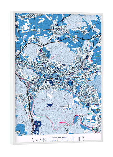Poster mit weißem Rahmen "Stadt Map Winterthur" artboxONE - Städte / Weitere,Kartografie