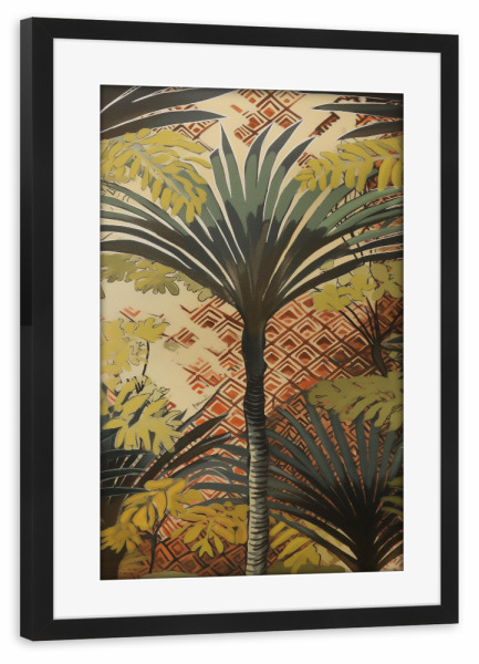 Poster mit Rahmen schwarz "Tropische Palmen Träume" artboxONE - Natur,Floral,Abstrakt