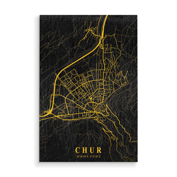 Holzbild "Chur Stadt - Map" artboxONE - Städte / Weitere,Kartografie