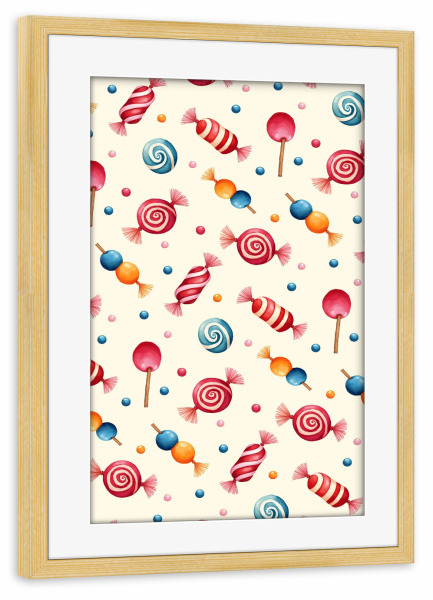 Poster mit Rahmen kiefer "Süßigkeiten-Wunderland" artboxONE - Für Kinder,Essen & Trinken