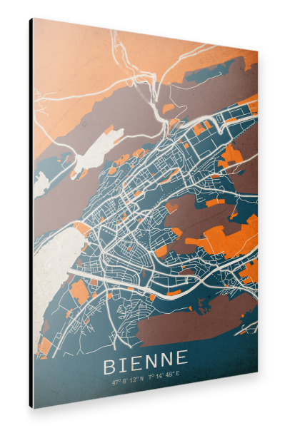 Alu-Dibond "Vintage City Biel" 30x20 cm artboxONE