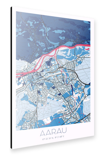 Alu-Dibond "City Plan Aarau" 30x20 cm artboxONE