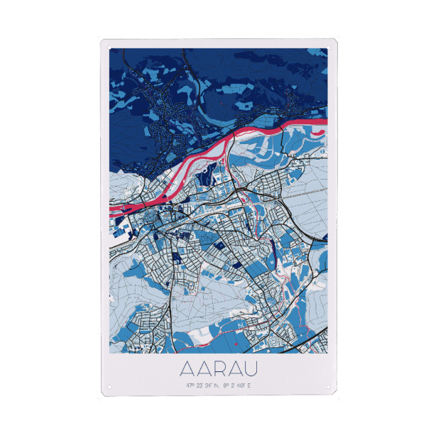 Holzbild "City Plan Aarau" artboxONE - Städte / Weitere,Kartografie