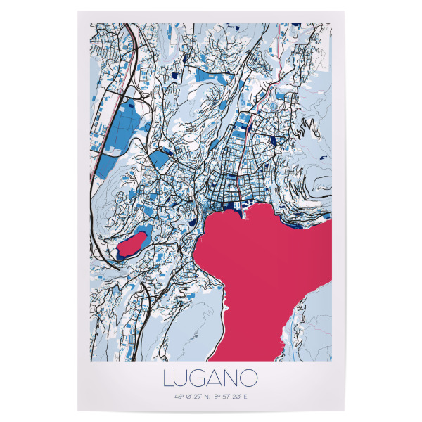 Poster "Lugano Map" artboxONE - Städte / Weitere,Kartografie