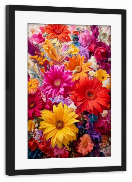 Poster mit Rahmen schwarz "Großer Blumenstrauß" artboxONE - Floral