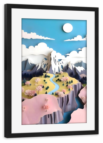 Poster mit Rahmen schwarz "Assemblage: Pastel Valley" artboxONE - Natur