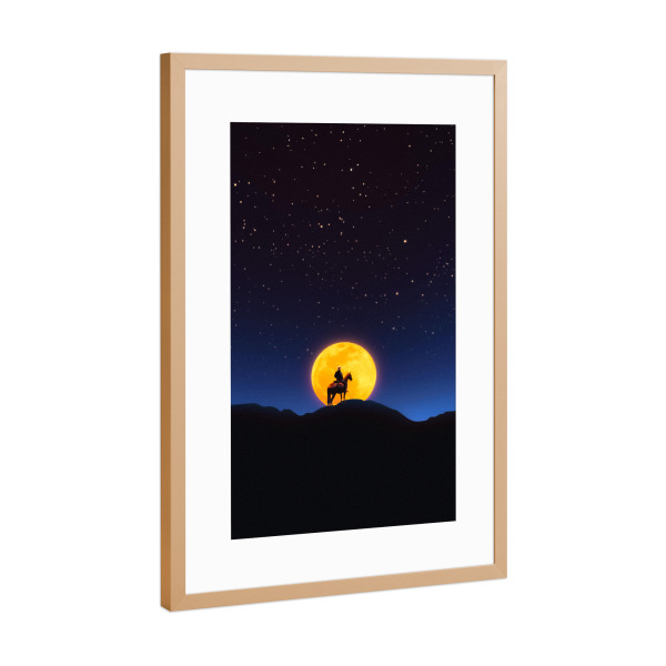 Poster mit Rahmen Kupfer "Der Reiter und der Mond" artboxONE - Natur,Reise,Männer,Galaxy