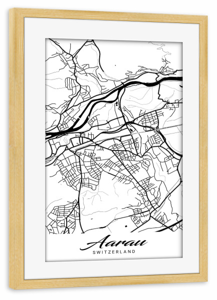 Poster mit Rahmen kiefer "Aarau City Map" artboxONE - Städte / Weitere,Kartografie