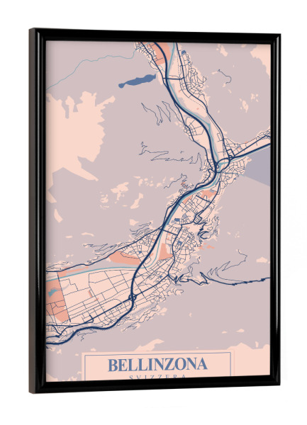 Poster mit schwarzem Rahmen "Bellinzona CityMap" artboxONE - Städte / Weitere,Kartografie