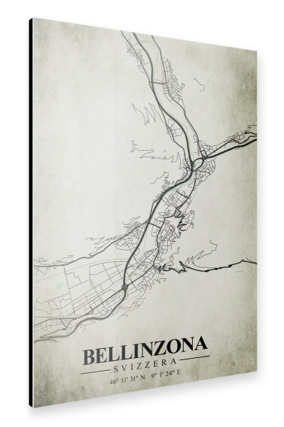 Alu-Dibond "Bellinzona Vintage CityMap" 30x20 cm artboxONE