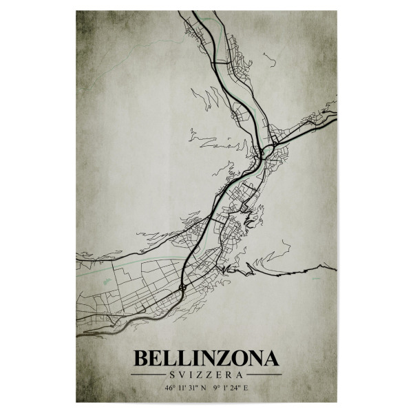 Poster 30x20 cm "Bellinzona Vintage CityMap" artboxONE - Städte / Weitere,Kartografie