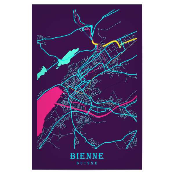 Poster 30x20 cm "Map Biel" artboxONE - Städte / Weitere,Kartografie