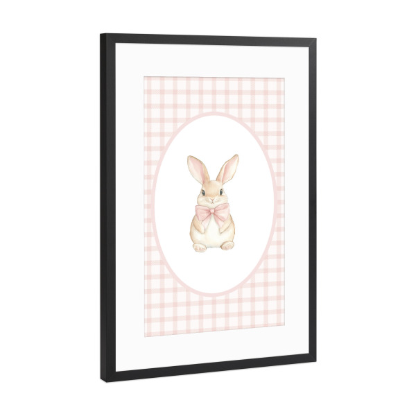 Poster mit Rahmen Schwarz (Metallic) "Kaninchen-Kunst" artboxONE - Für Kinder,Tiere,Für Mama