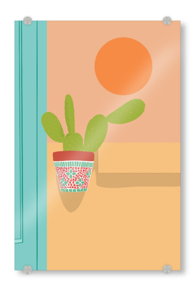 Acrylglasbild "Boho Kaktus Opuntia Illustration" artboxONE - Natur,Reise