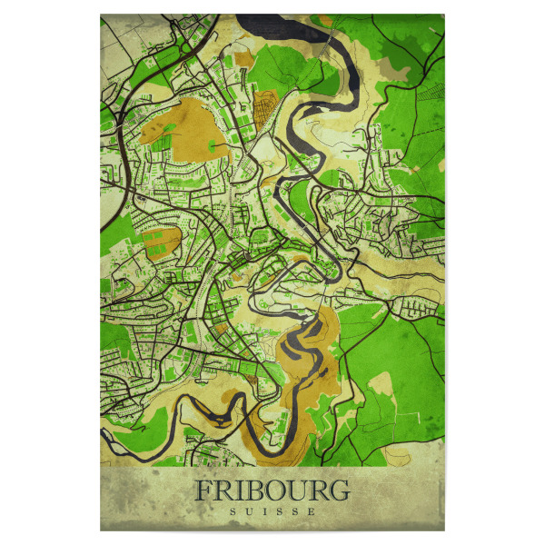 Poster 30x20 cm "Fribourg Vintage City Map" artboxONE - Städte / Weitere,Kartografie