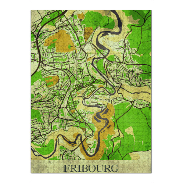 Puzzle Ravensburger "Fribourg Vintage City Map" artboxONE - Städte / Weitere,Kartografie