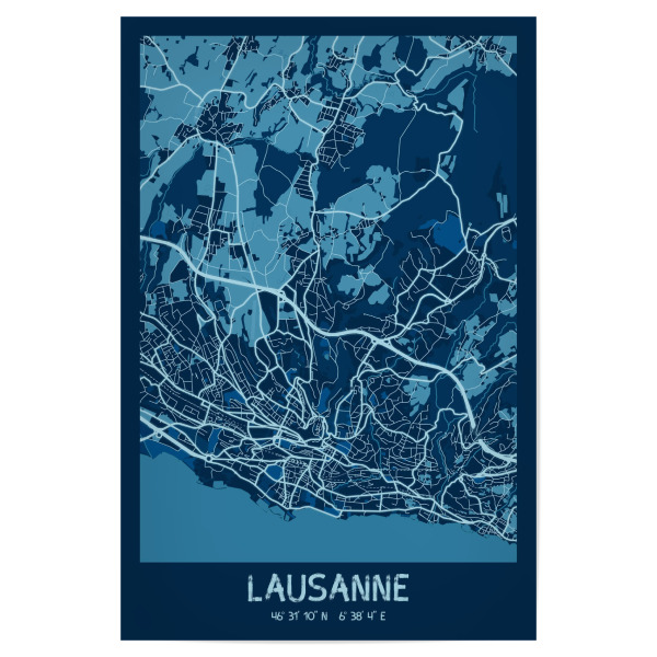 Poster "City Lausanne Map" artboxONE - Städte / Weitere,Kartografie