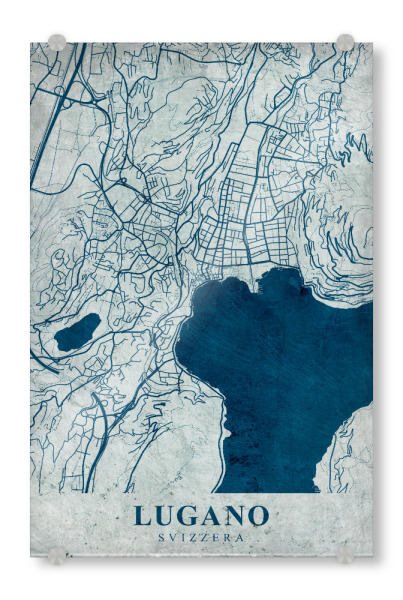 Acrylglasbild "Lugano Vintage" artboxONE - Städte / Weitere,Kartografie