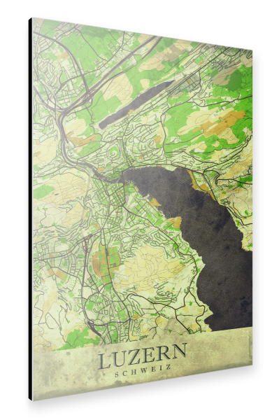 Alu-Dibond "Luzern Vintage City Map" 75x50 cm artboxONE