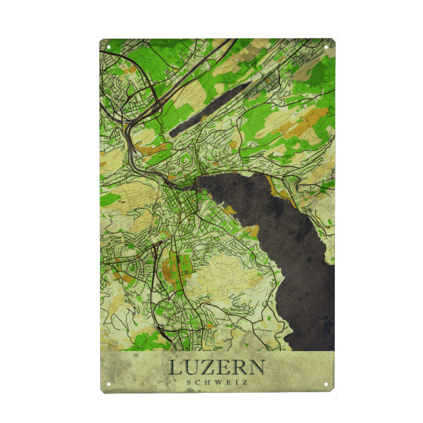 Metall Poster "Luzern Vintage City Map" artboxONE - Städte / Weitere,Kartografie