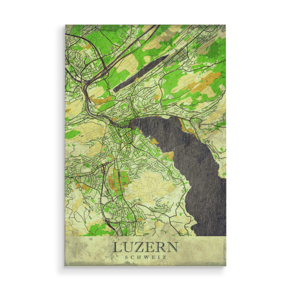 Holzbild "Luzern Vintage City Map" artboxONE - Städte / Weitere,Kartografie