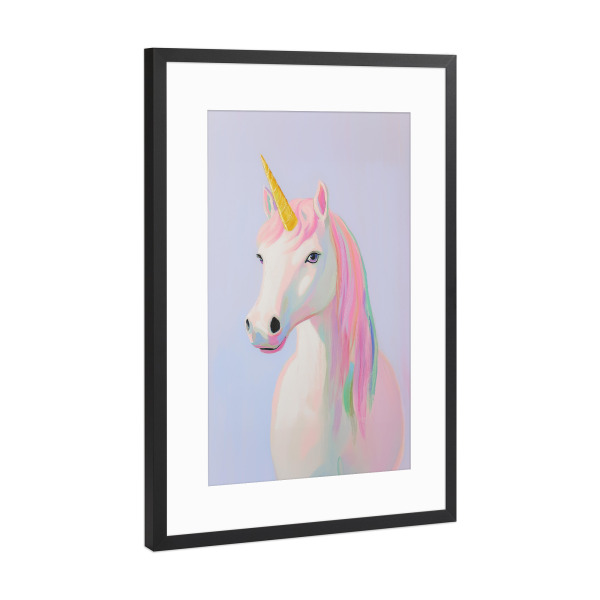 Poster mit Rahmen Schwarz (Metallic) "Einhorn Magie" artboxONE - Für Kinder,Tiere