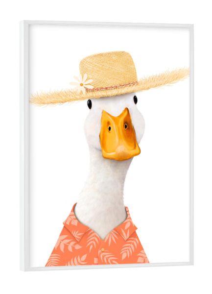 Poster mit weißem Rahmen "Strandente" artboxONE - Für Kinder,Tiere,Comic,Für Papa,Lustig