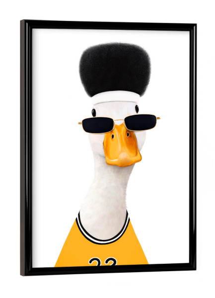 Poster mit schwarzem Rahmen "Ente aus den 80ern" artboxONE - Tiere,Comic,Fashion,Sport,Lustig