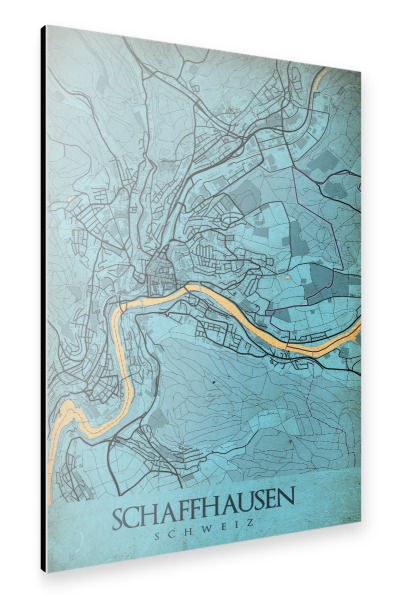 Alu-Dibond "Vintage City Schaffhausen" 30x20 cm artboxONE