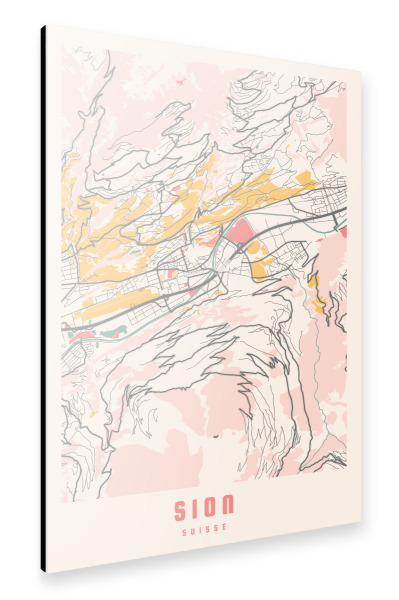 Alu-Dibond "Sitten - City Map" 75x50 cm artboxONE