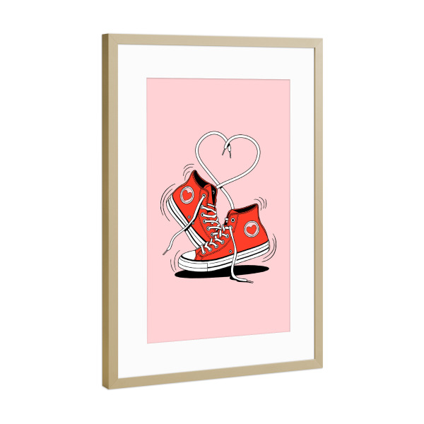 Poster mit Rahmen Gold "Self Love Sneakers Valentine" artboxONE - Liebe,Sport