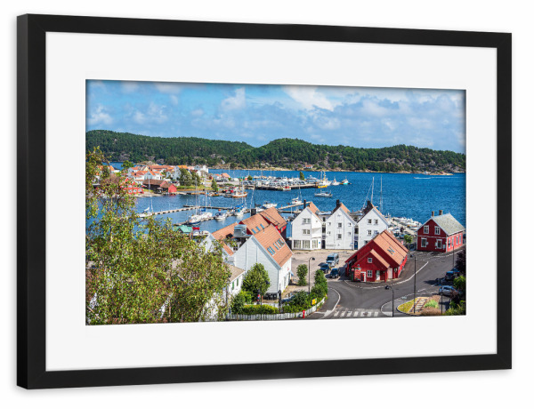 Poster mit Rahmen schwarz "Lillesand und Meer" artboxONE - Natur,Reise,Architektur,Reise / Strand und Meer,Reise / Länder
