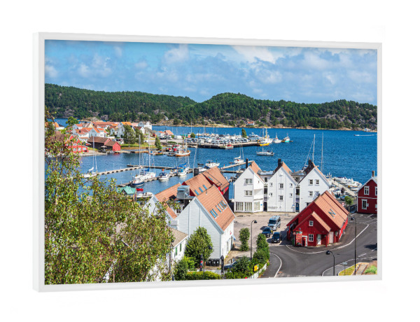 Poster mit weißem Rahmen "Lillesand und Meer" artboxONE - Natur,Reise,Architektur,Reise / Strand und Meer,Reise / Länder