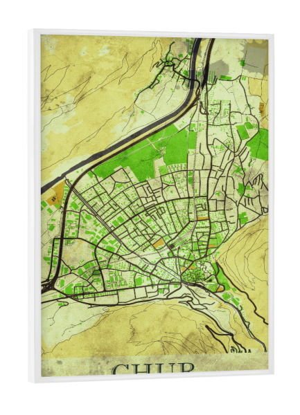 Poster mit weißem Rahmen "Chur Vintage City Map" artboxONE - Städte / Weitere,Kartografie