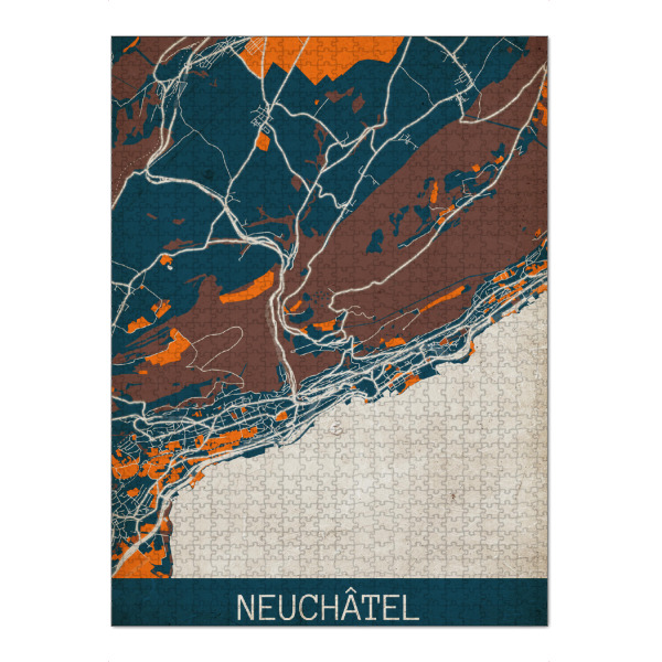 Puzzle Ravensburger "Neuchâtel Vintage Map" artboxONE - Städte / Weitere,Kartografie