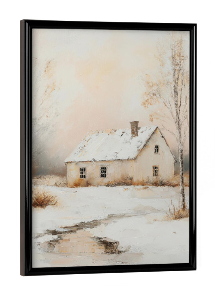Poster mit schwarzem Rahmen "Winterbauernhaus" artboxONE - Natur,Architektur,Weihnachten,Festivals