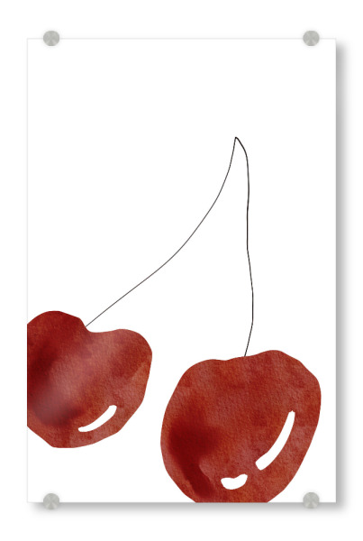 Acrylglasbild "Minimale rote Kirsche" artboxONE - Für Kinder,Essen & Trinken,Abstrakt,Geometrie,Essen & Trinken / Obst & Gemüse
