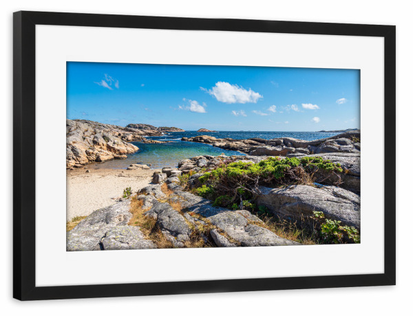 Poster mit Rahmen schwarz "Strand auf der Halbinsel Helleviga" artboxONE - Natur,Reise,Reise / Strand und Meer,Reise / Länder
