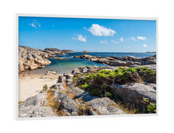 Poster mit weißem Rahmen "Strand auf der Halbinsel Helleviga" artboxONE - Natur,Reise,Reise / Strand und Meer,Reise / Länder