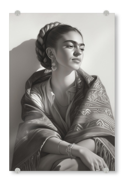 Acrylglasbild "Frida Kahlo Monochrome Schönheit" artboxONE - Floral,Menschen,Fashion