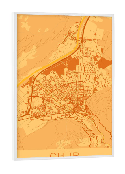 Poster mit weißem Rahmen "Stadt Chur Map" artboxONE - Städte / Weitere,Kartografie