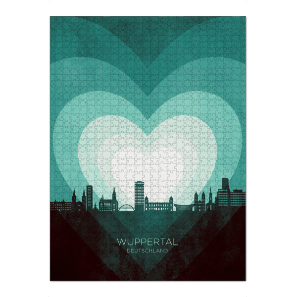 Puzzle Ravensburger "Wuppertal Skyline Heart Teal" artboxONE - Städte