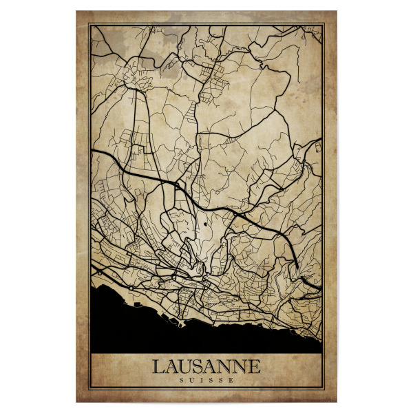 Poster "Lausanne Vintage City" artboxONE - Städte / Weitere,Kartografie