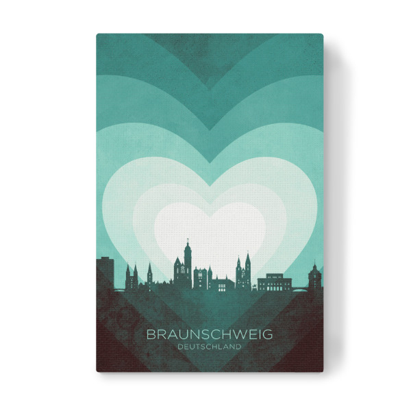 Leinwandbild "Braunschweig Skyline Heart Teal" artboxONE - Städte